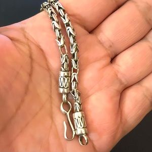 Vintage Handmade Sterling Silver Round Byzantine Bracelet 8.5”